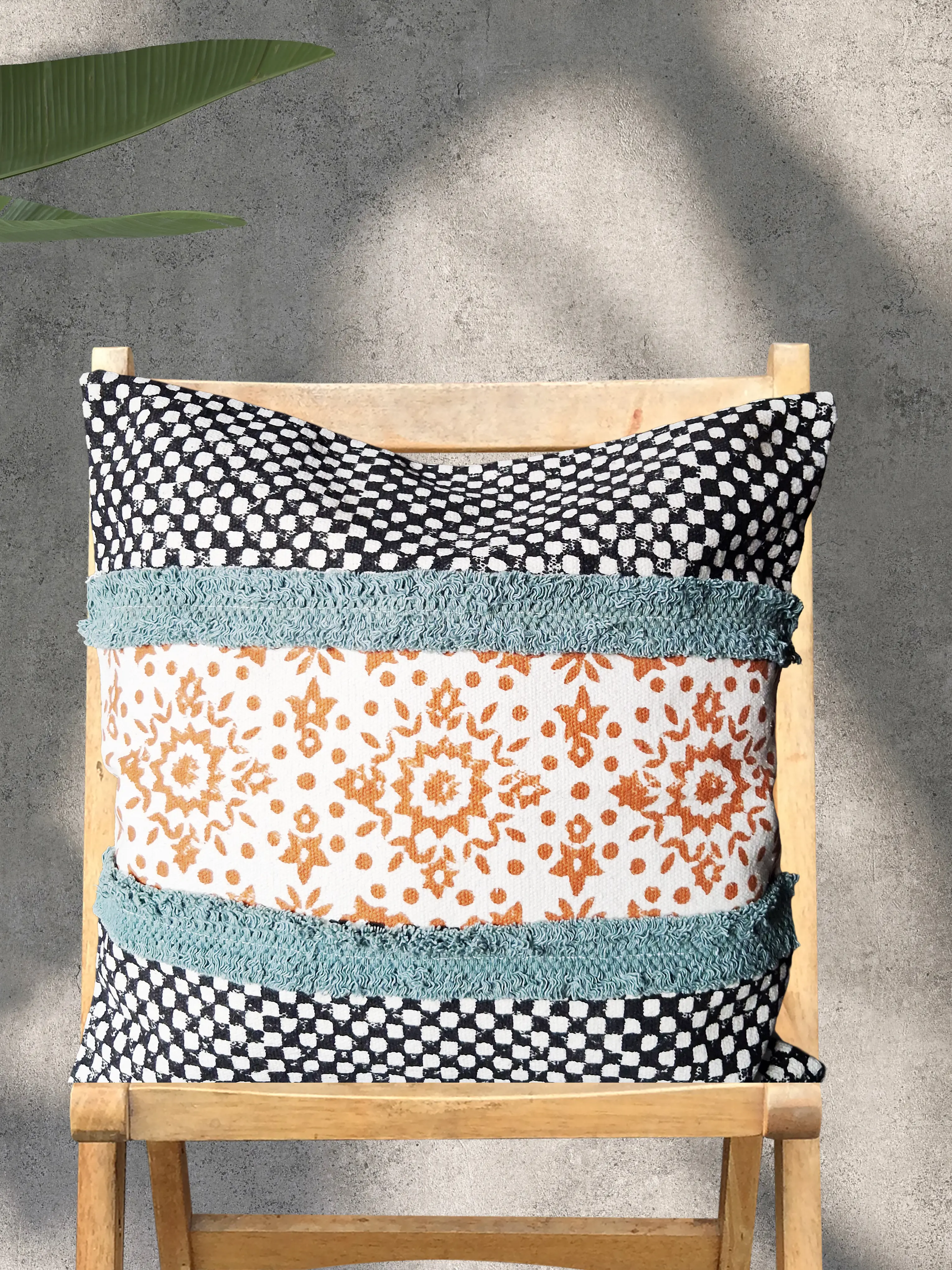 Rustic Fringe Cushion Cover 16 x 16 in